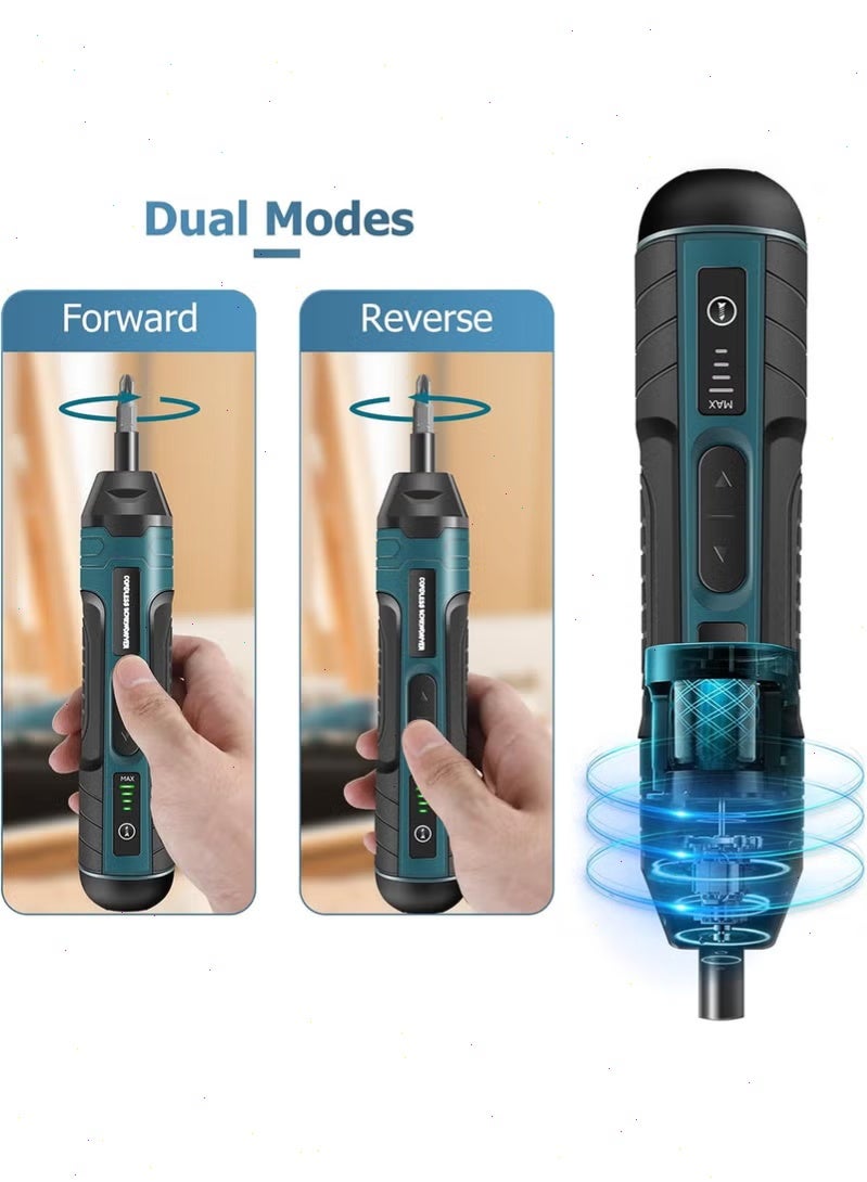 Cordless Electric Screwdriver 105 PCS Set, USB Rechargeable Portable Power Tool with Adjustable Torque for DIY Home Repair - Image 4